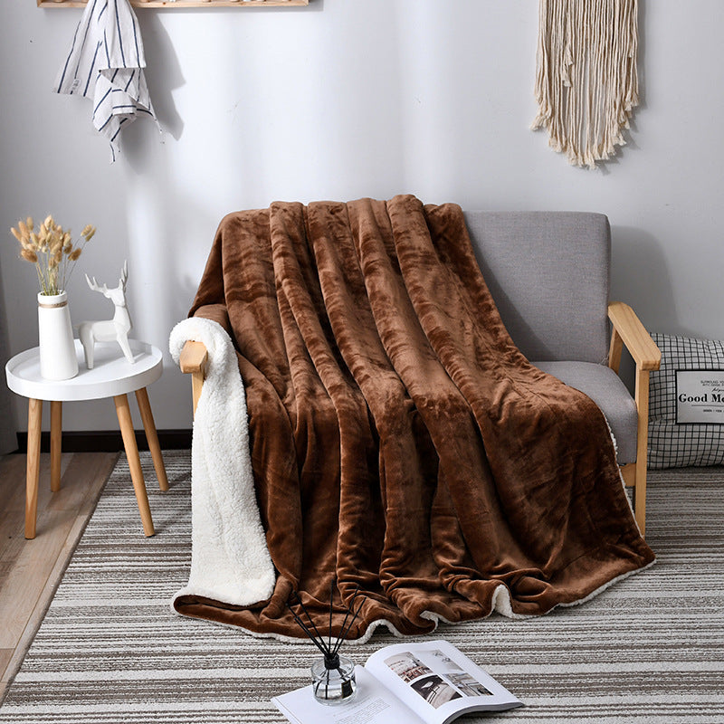 Double layer throw blanket