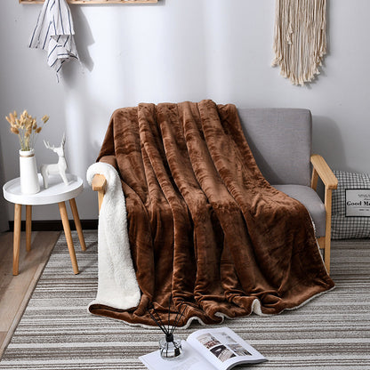 Double layer throw blanket