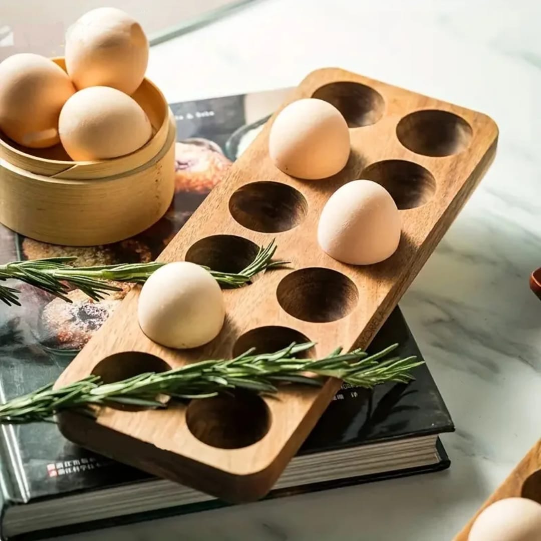 12 Slot  Wood Egg Storage Tray