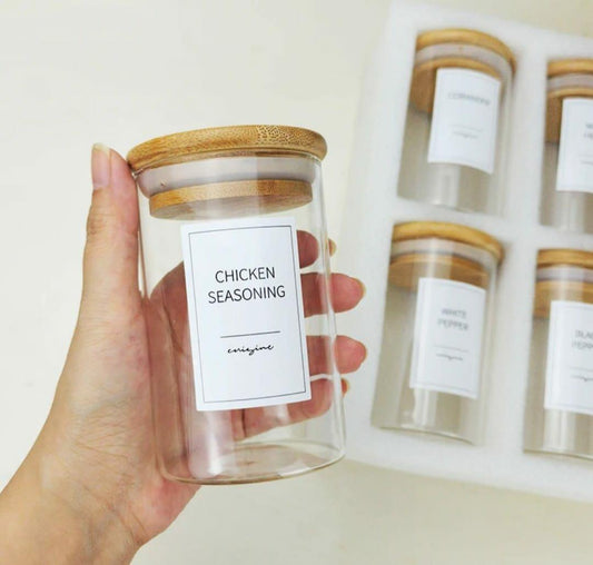 6Pc borosilicate spice jars