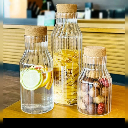 Ribbed glass jars