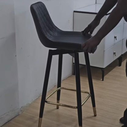 Black Bar Stool with Gold Accent Base