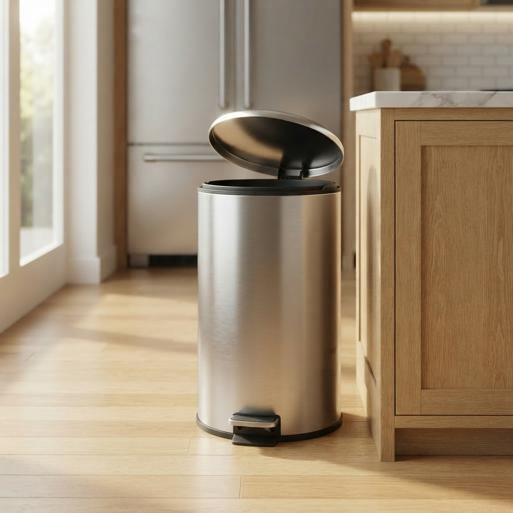 12L Round Silver Pedal Dustbin