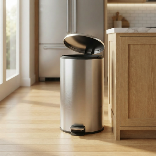 12L Round Silver Pedal Dustbin
