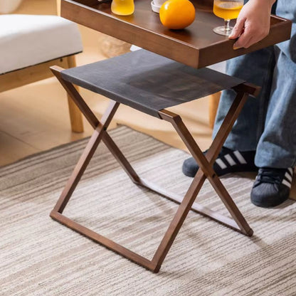 Foldable Wooden Side Table with Removable Tray Gha