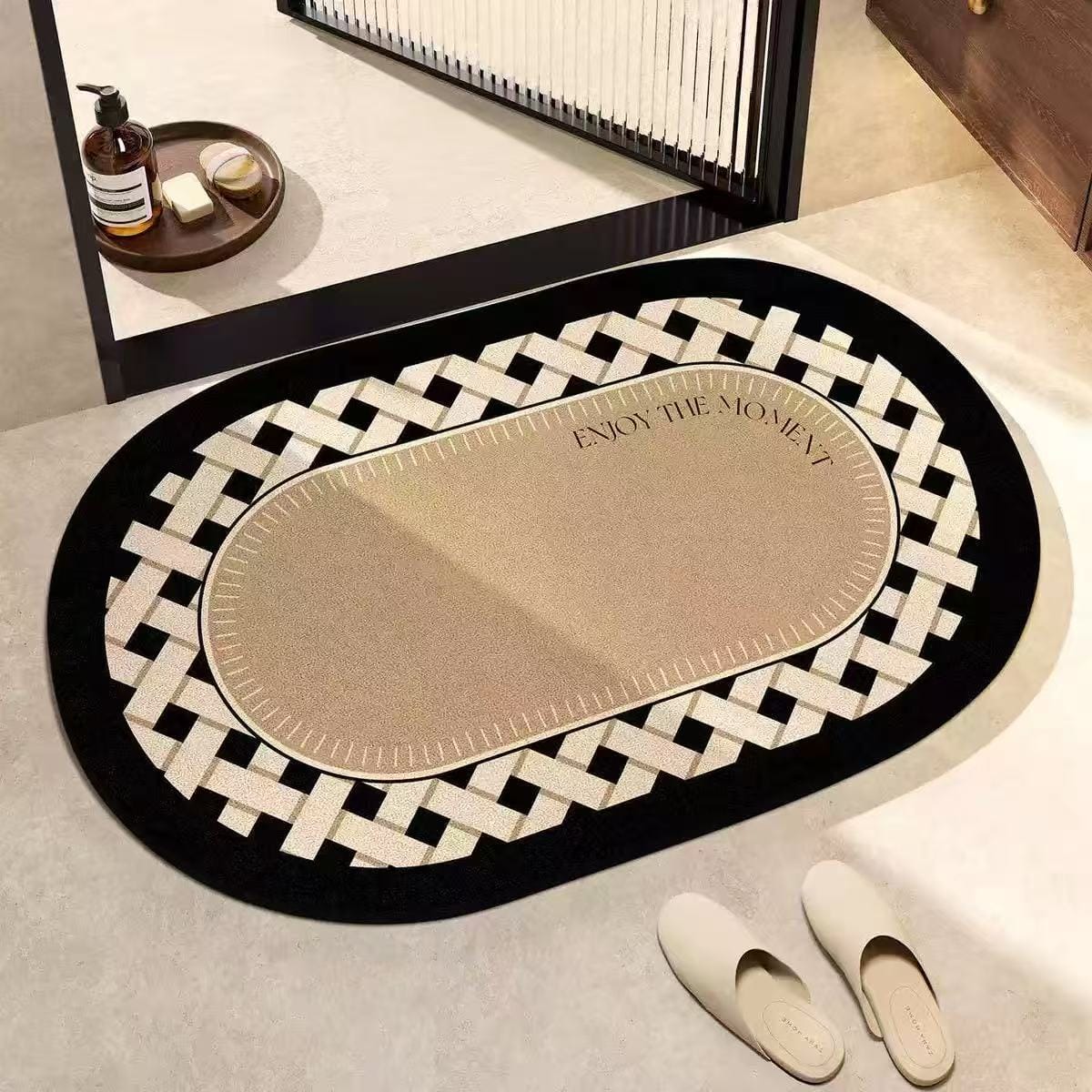 Big Size Oval Absorbent Bathroom Door Mat