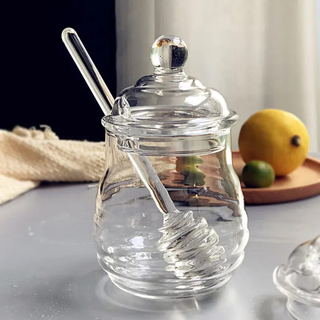 Glass honey dispenser