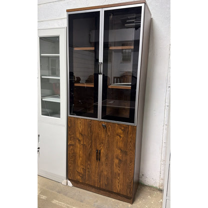 Walnut Wood Grain Document and Display Cabinet