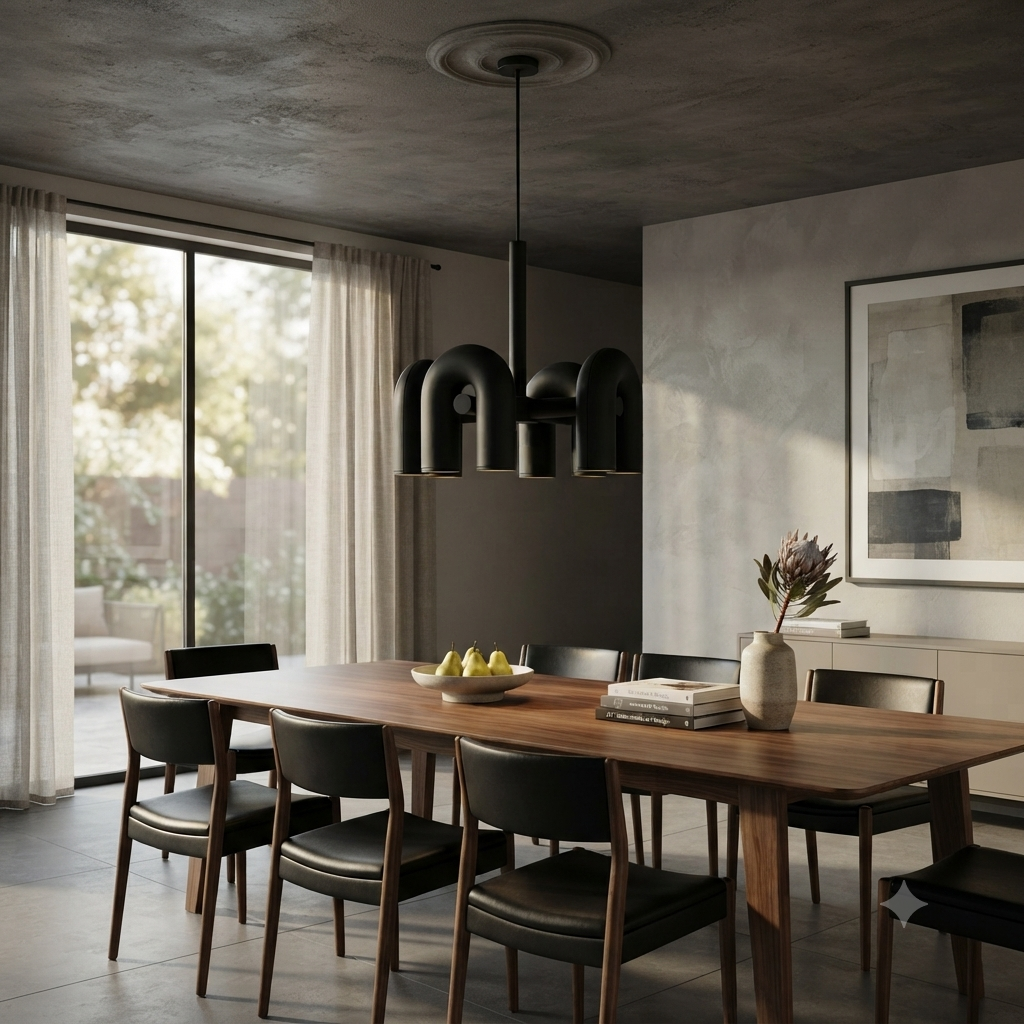 4 Black Arched Chandelier