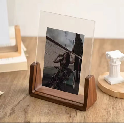 Acrylic Photo Frame with Wooden Base