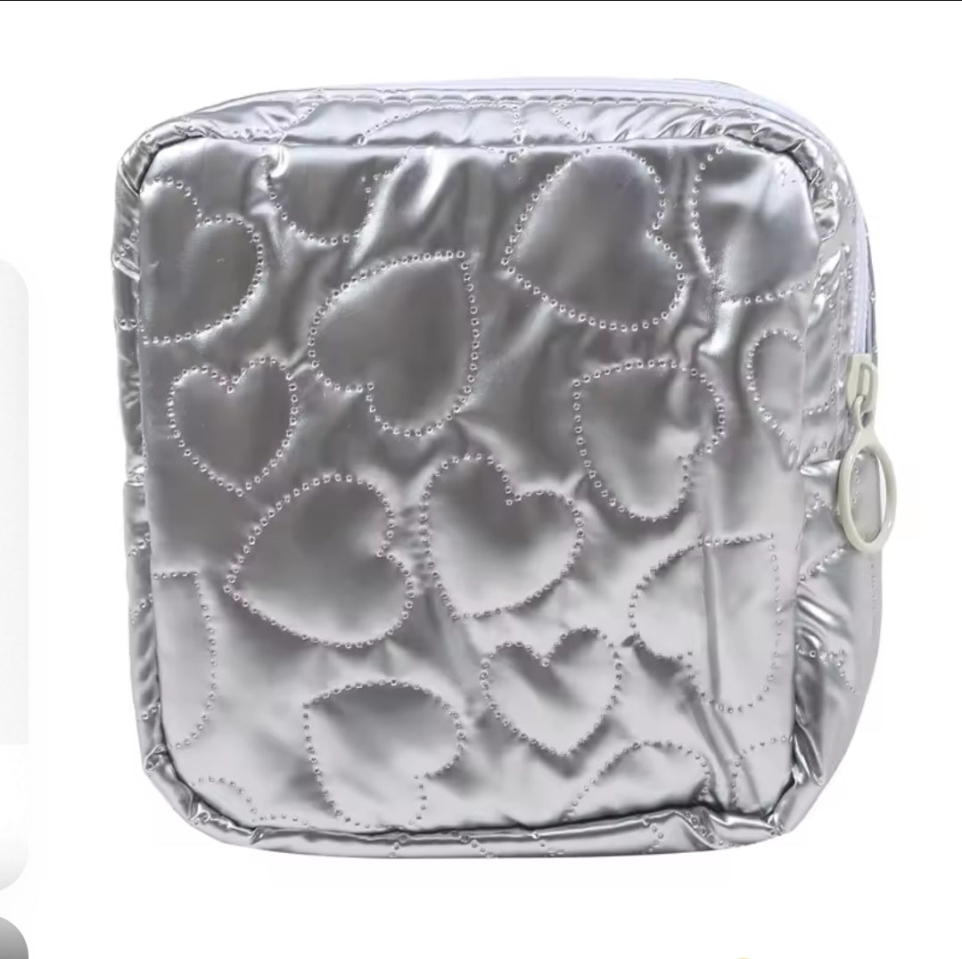 Candy color square glossy cosmetic bag
