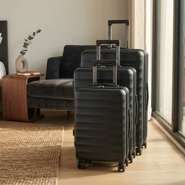 3Pcs Black Travel Anytime Suitcases Set  28, 24, 20 Inches