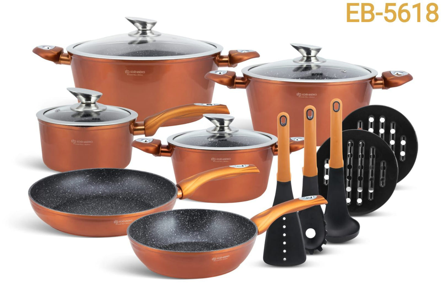 15 Piece Cookware Set Burnt Orange