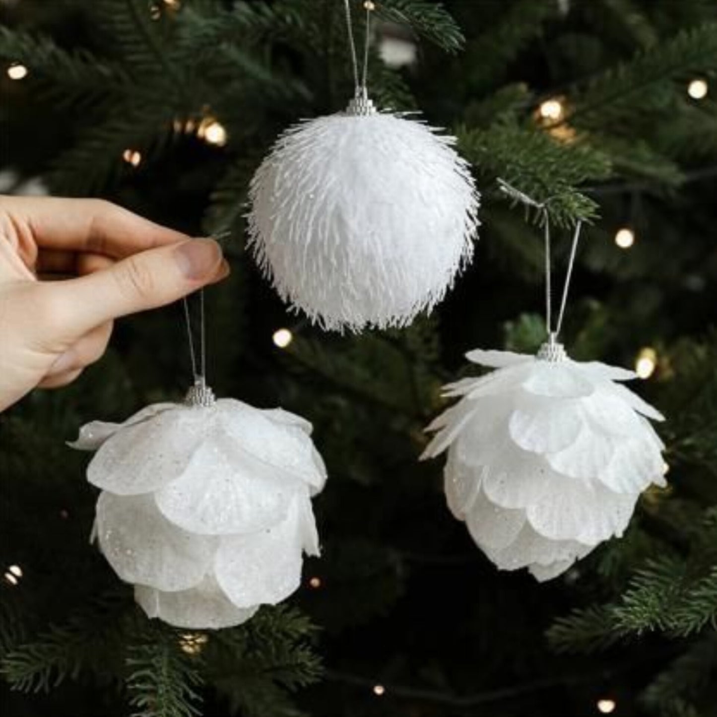 6pc white decor balls
