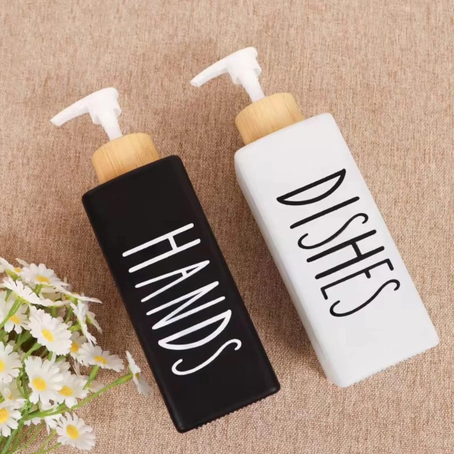 350ml square glass soap dispenser
