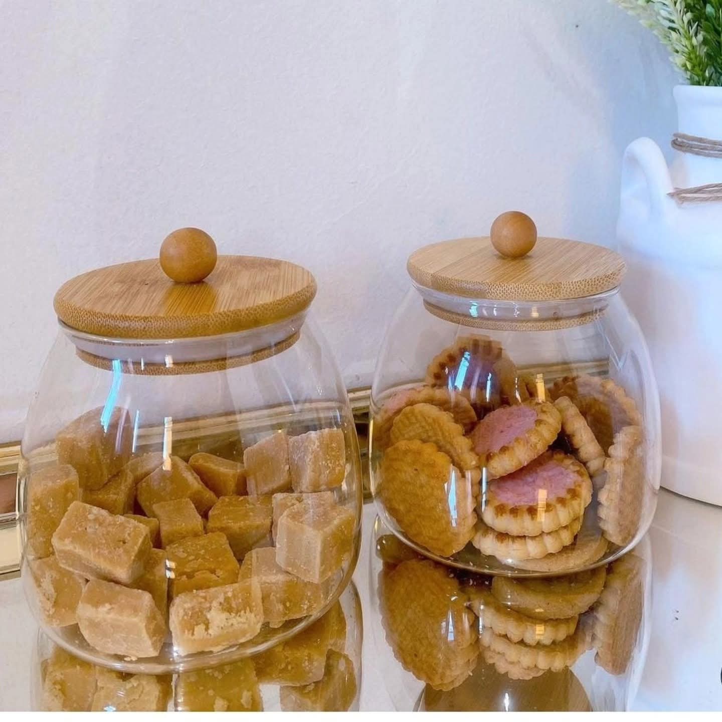 Glass Cereal Containers Airtight Bamboo Lid