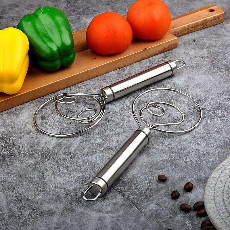 Stainless steel dough whisk