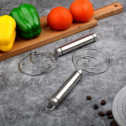 Stainless steel dough whisk