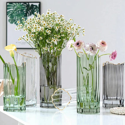 Ribbed Glass Flower Vase