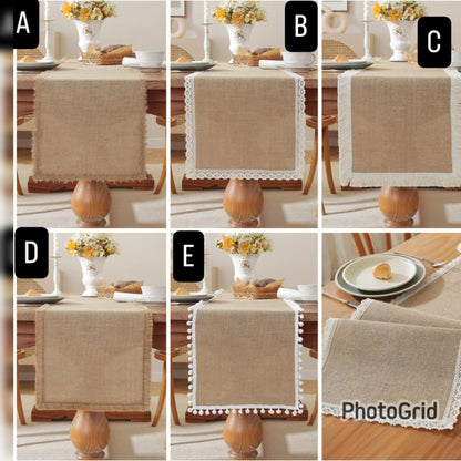 30*275Cm Natural Linen Woven Table Runner Gha