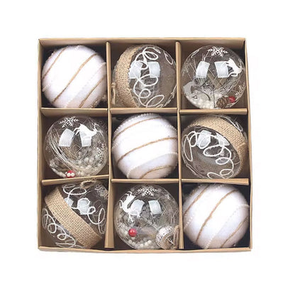9Pc Christmas Baubles Balls 8cm