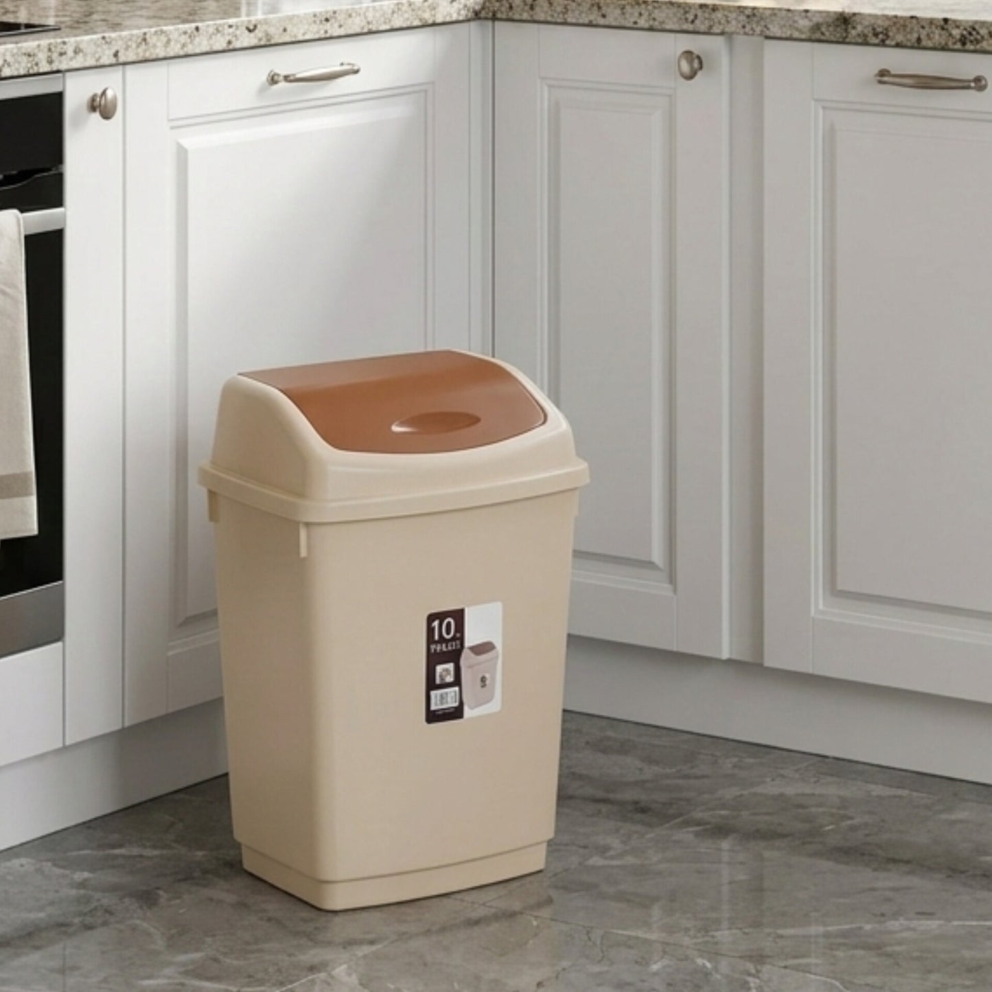10L Plastic Trash Bin with Swing Lid