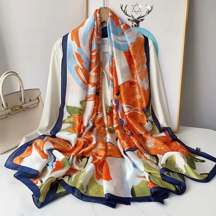 Floral silk scarf