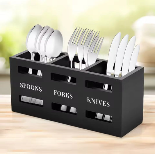 Wooden cutlery holder organizer