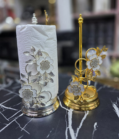 Floral  stainless steel paper towel holder