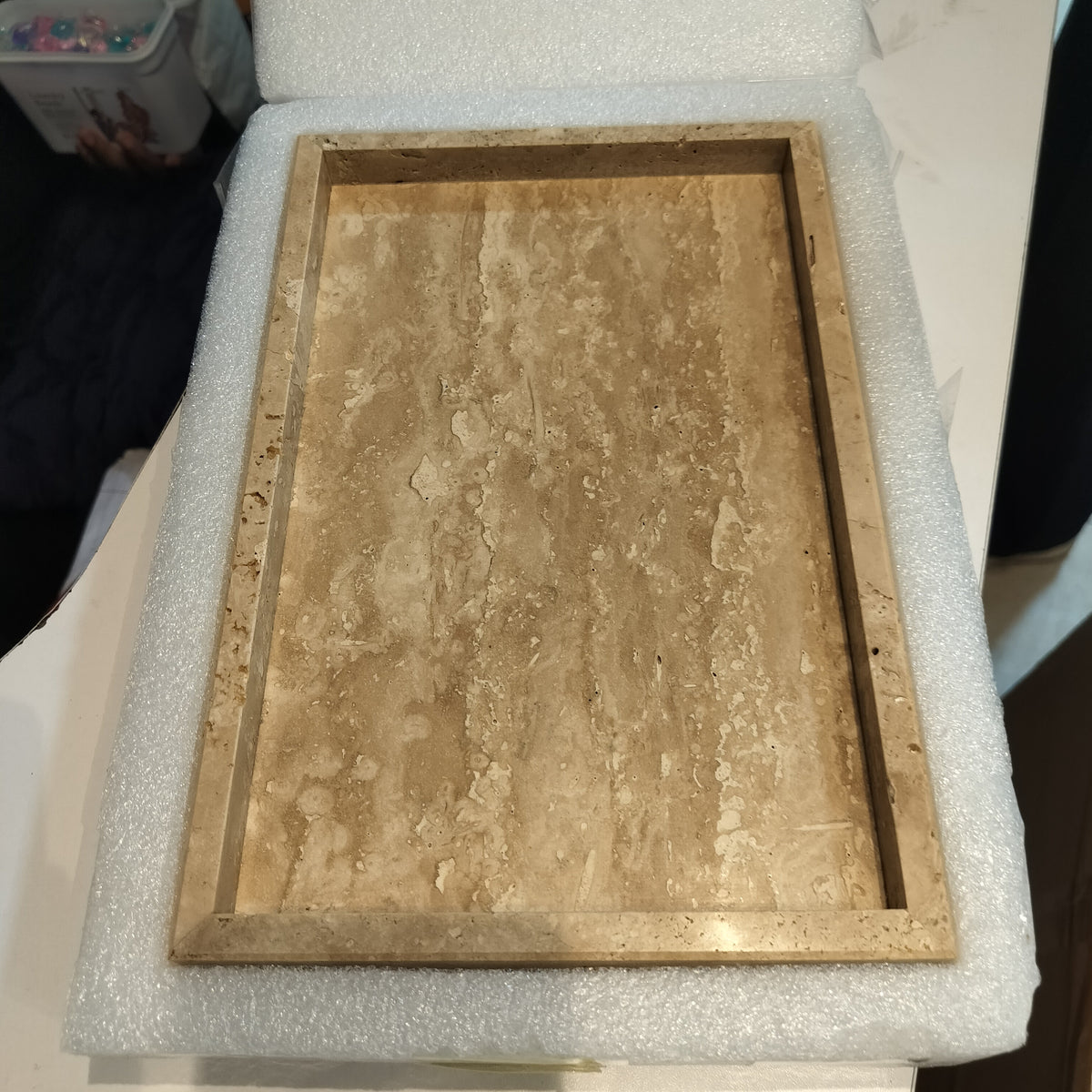 30cm Stone Travertine Decor Tray Gha