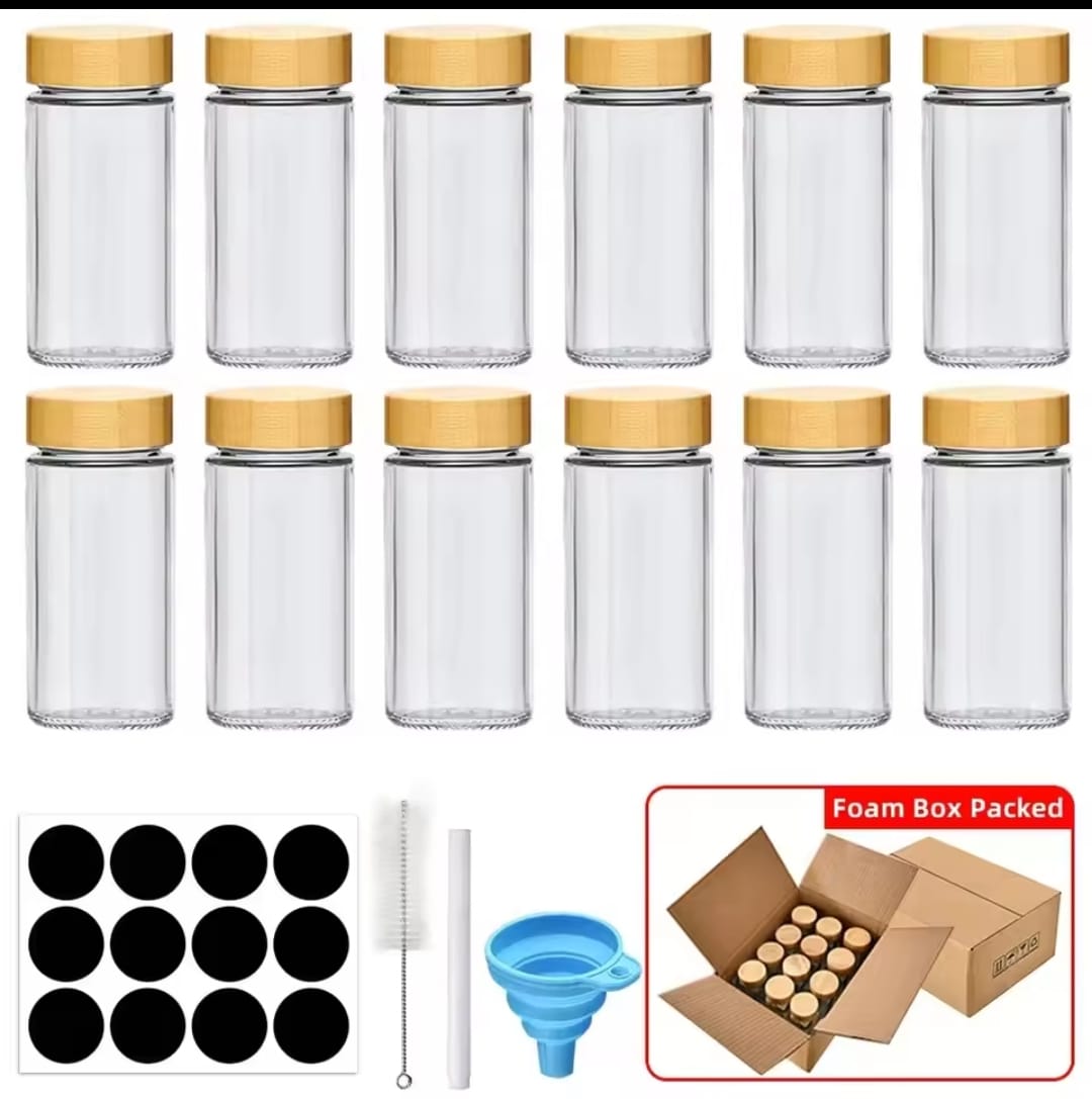12pc Glass Spice jars
