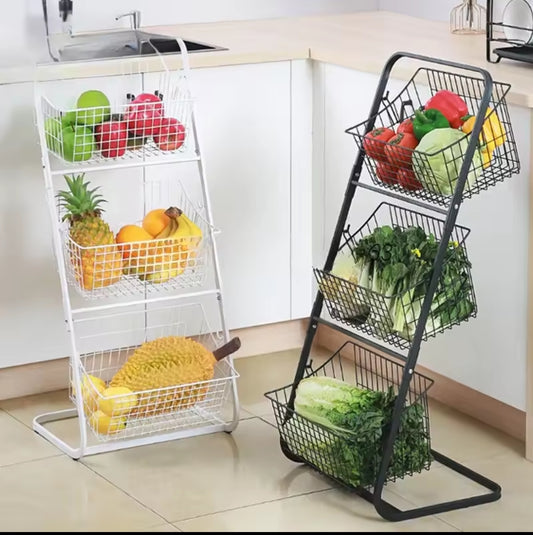 3 Layer Metallic Mesh Storage Rack