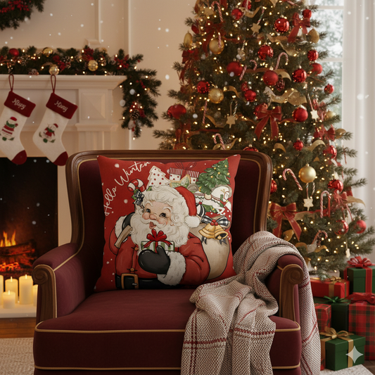 Christmas themed Linen Throw pillow cases