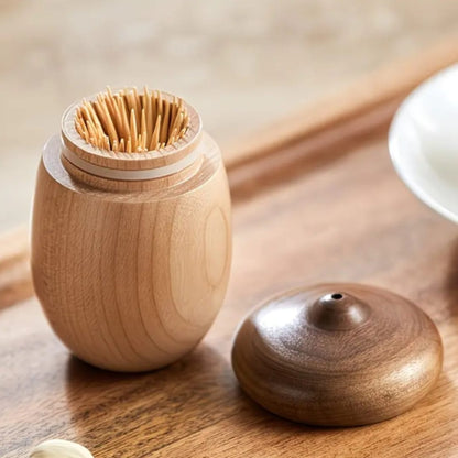 Walnut Cotton Swab And Toothpick Holder
