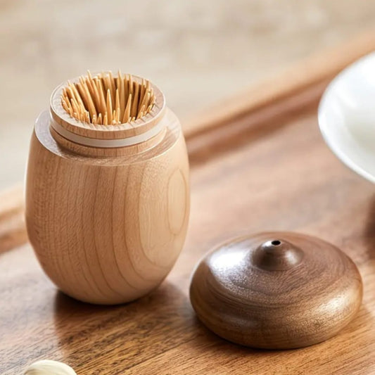 Walnut Cotton Swab And Toothpick Holder