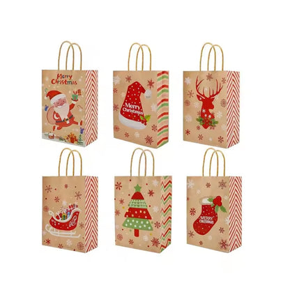 Set of 4 Christmas Gift Bags Kraft Paper