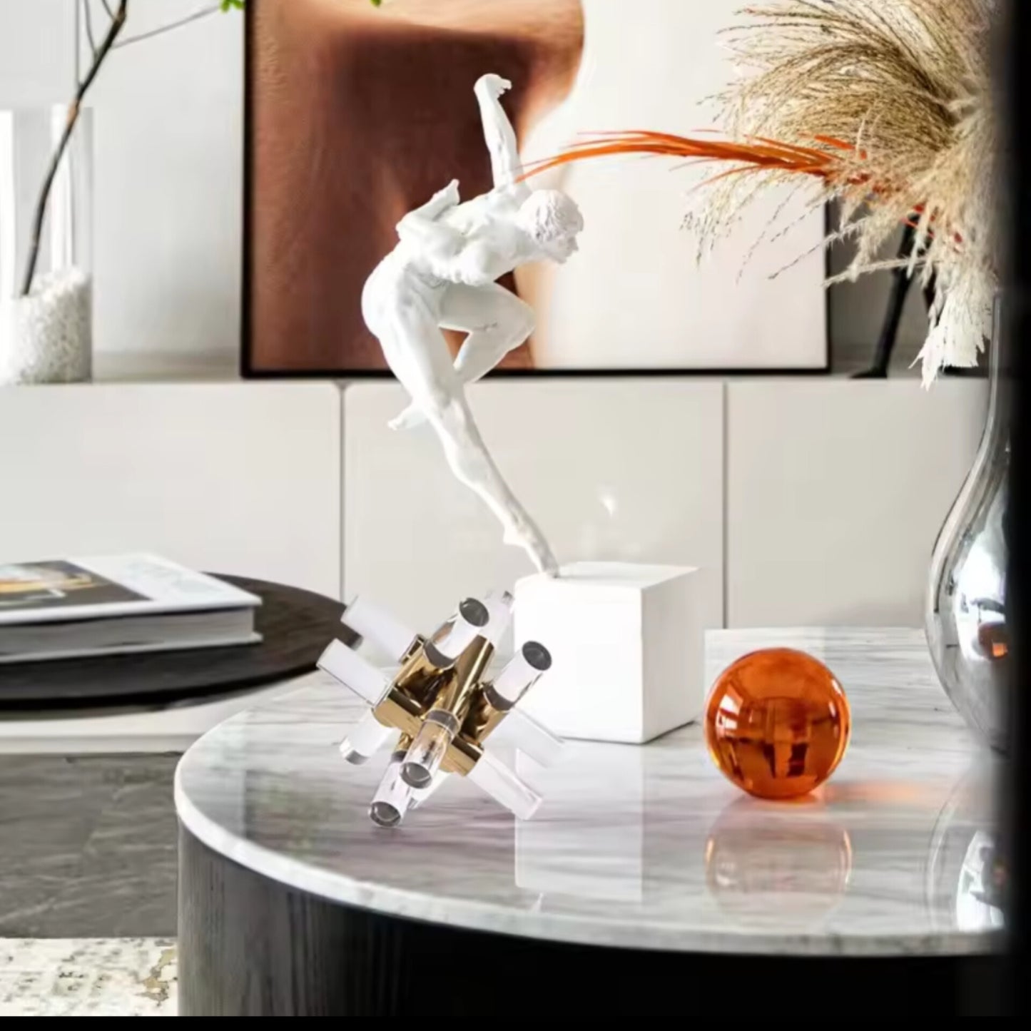 Acrylic metal abstract cube figutines
