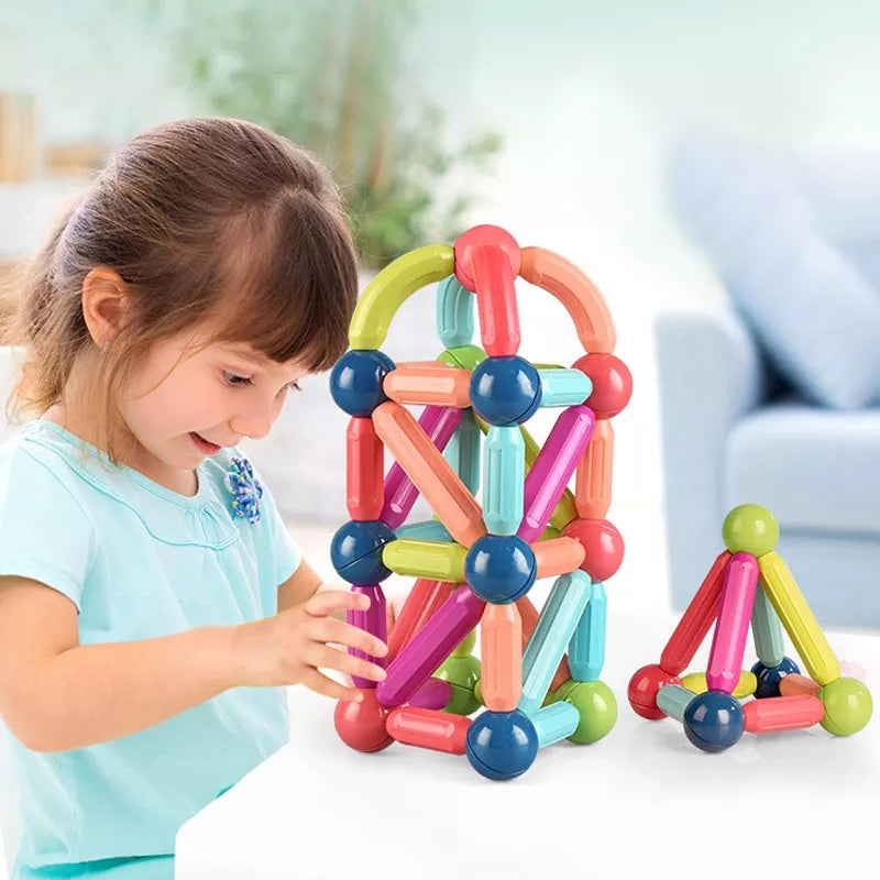 3D 64 Magnetic Building Blocks Magnetic Sticks Kids Toy Gha