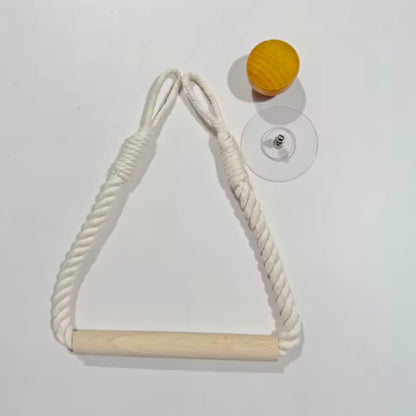 White Cotton Rope and Wooden Rod Paper Holder