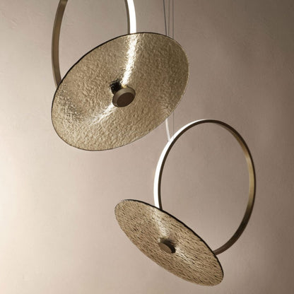Dual Ring and Textured Disc Pendant Light