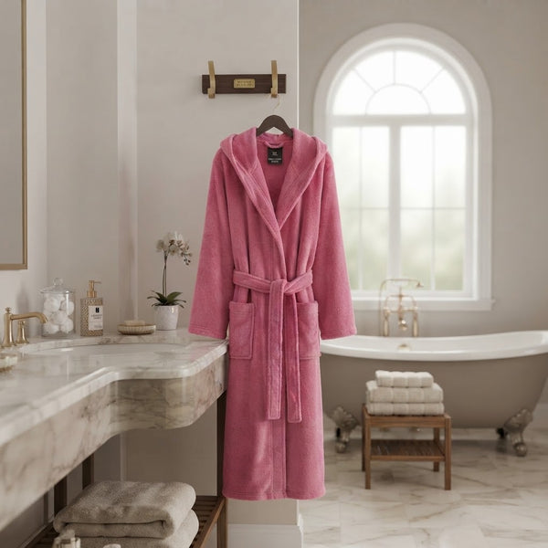 Pink Microfiber Fleece XL Bathrobe Gha