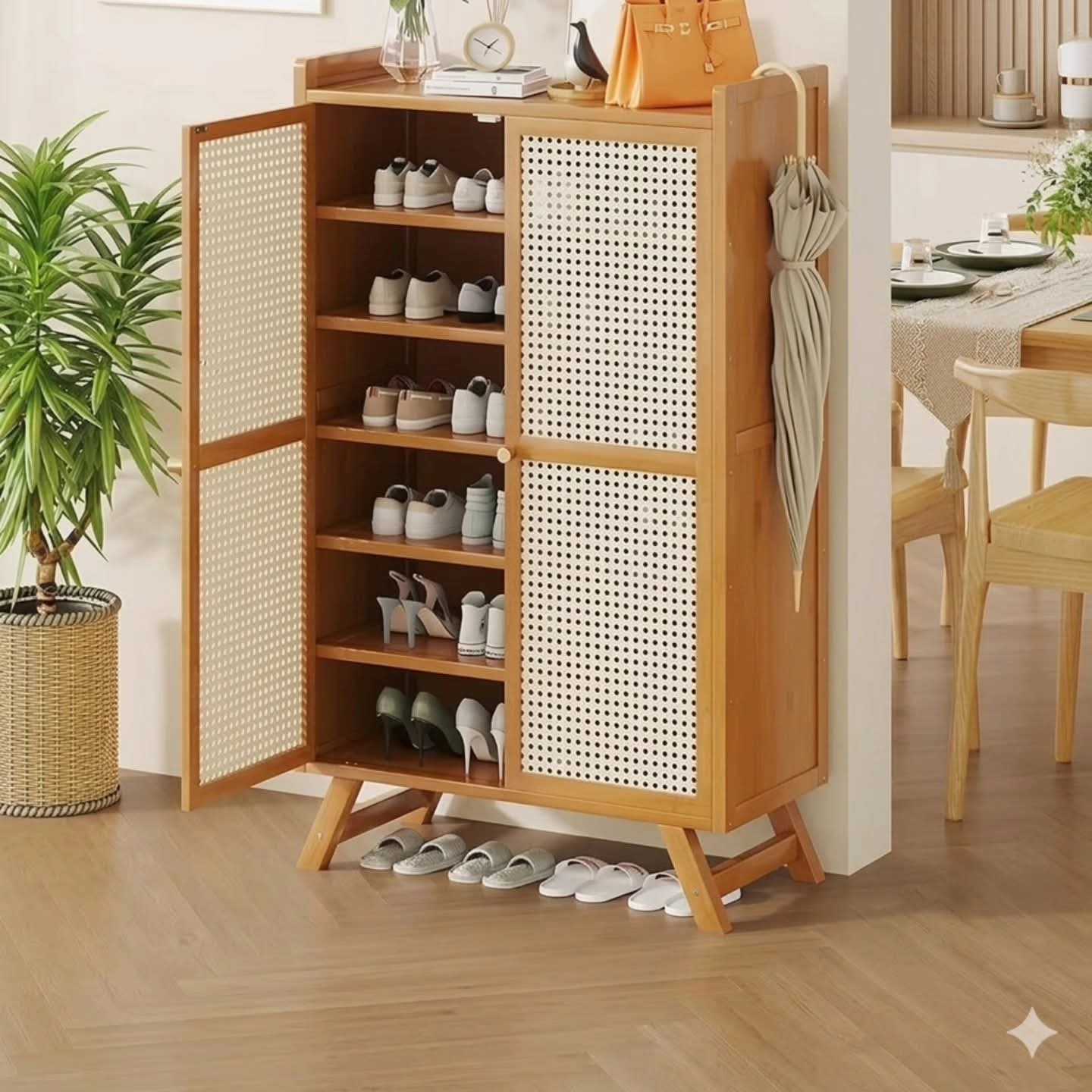 Wooden Bamboo Shoe Rack Cabinet Gha