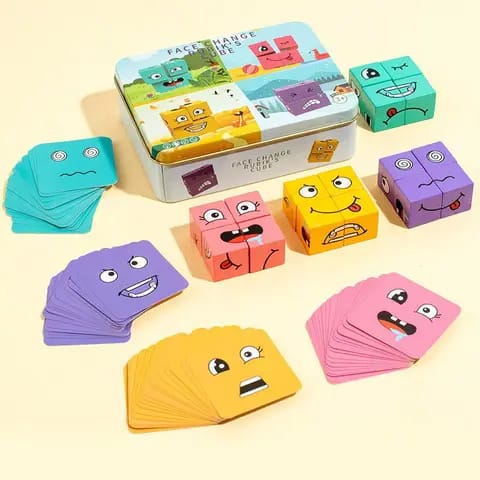 Intelligent Wooden Challenge  Face Changing Rubic Cubes Parent Child Interactive Game