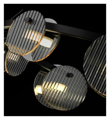 Glass round black pendant chandelier with 8 bulbs
