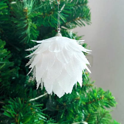 6Piece White Winter Luxe Christmas Balls Ornament 10cm