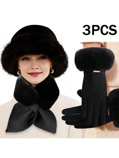 3 Piece Winter Black Accessories Set