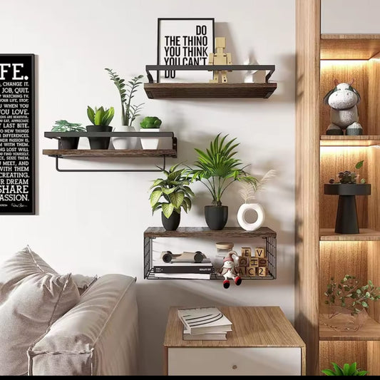 Solid pine wood bathroom floating shelves