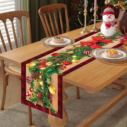 33*183Cm Christmas Table Runner with 5 Table Mats Set