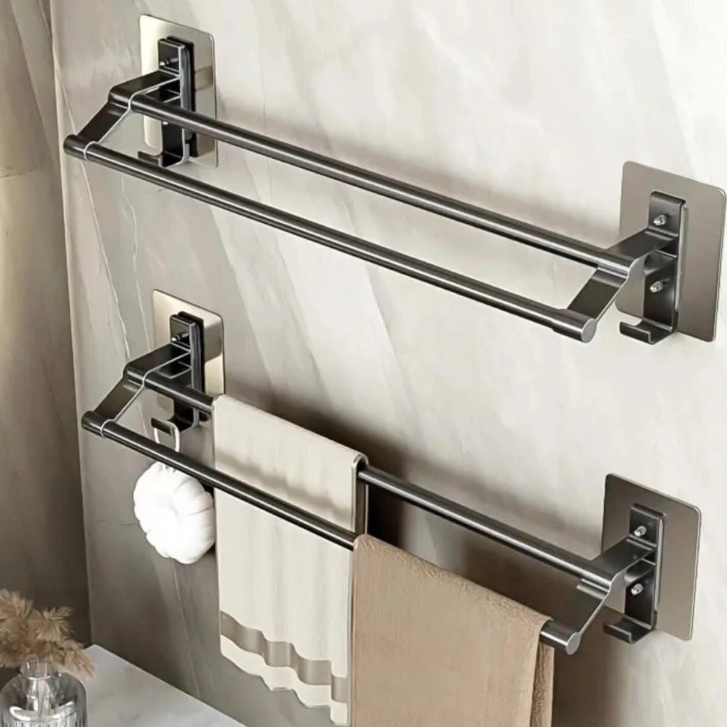 Wall Mounted Double Pole Aluminum Towel Rack