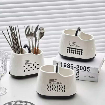 Ceramic cutlery drainer